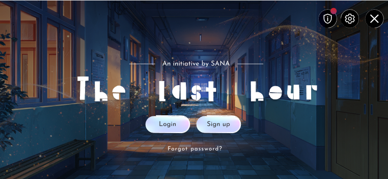THE LAST HOUR title screen with Login and Sign up.